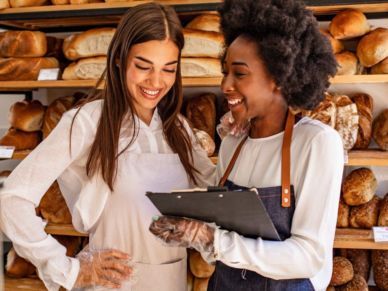 two women working in their store