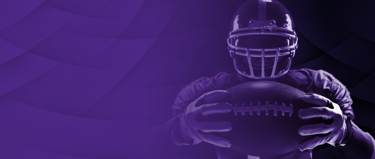 An image of a football player on a purple background.