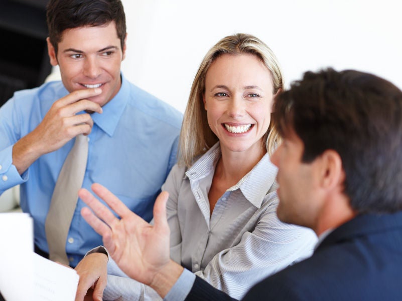 A discussion between business professionals.