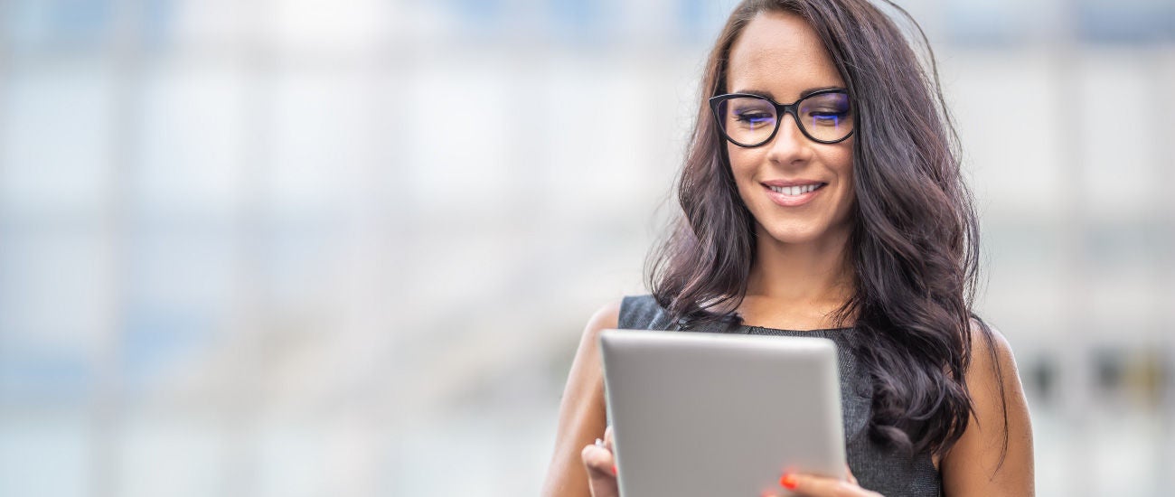 a woman on a tablet