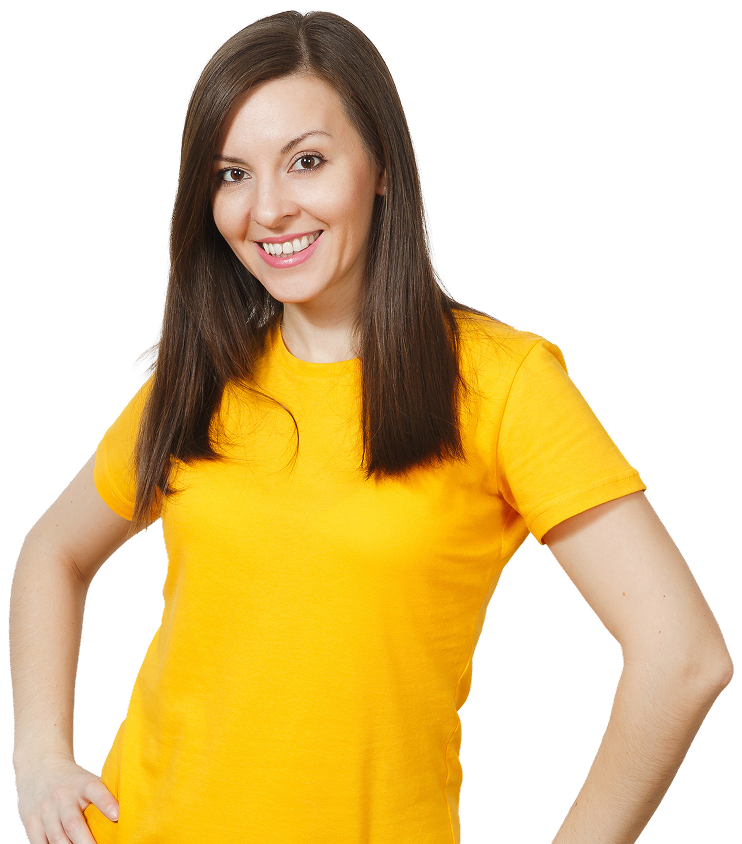Woman in yellow shirt. 