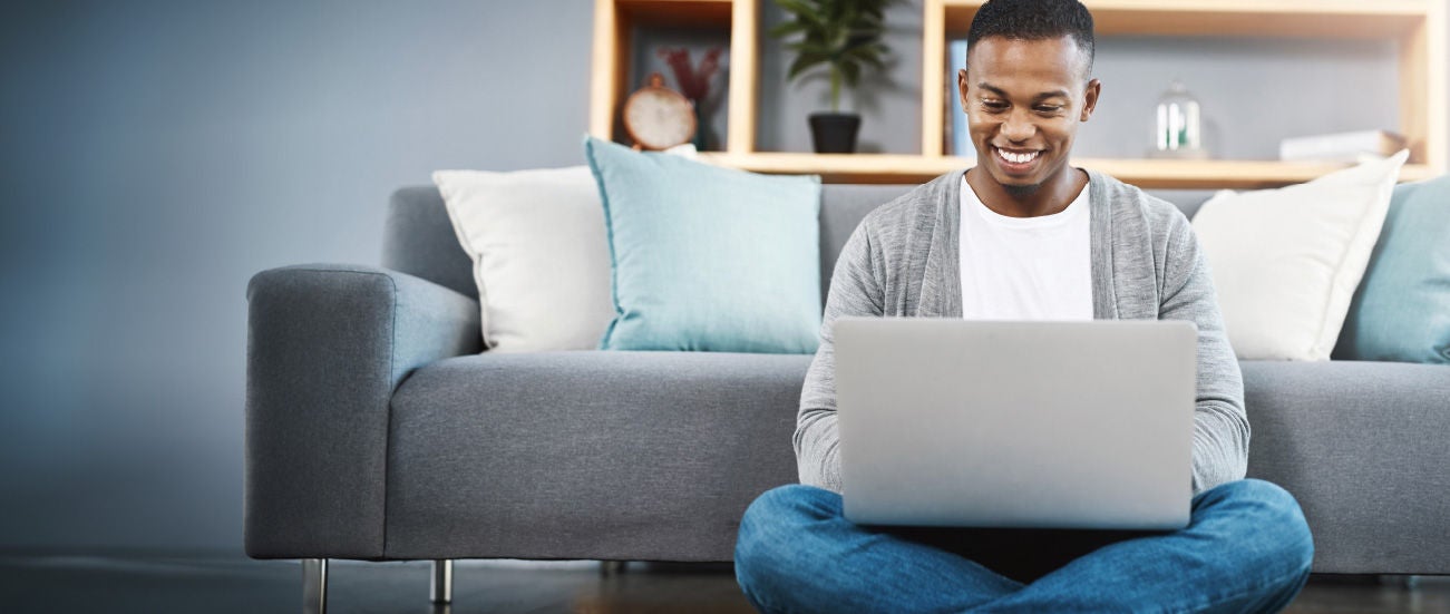 a man on a computer