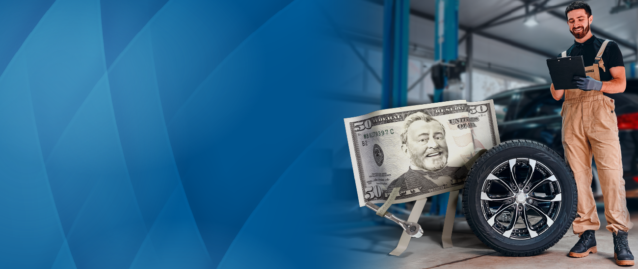 An image of a small business owner in his automotive repair garage.
