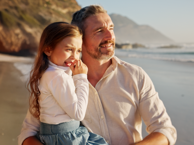 A man and his daughter. 