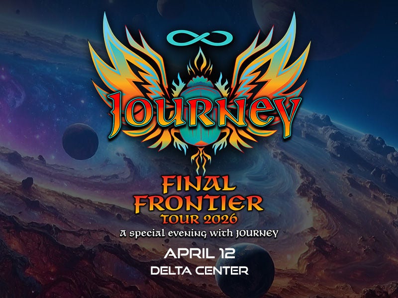 A graphic with the details of a Journey Concert at the Delta Center.