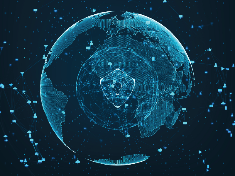 An image depicting earth as a network in cyberspace.